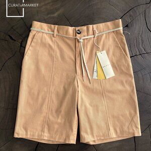 Marni - EU48 Embroidered Crease Pleat Logo Drawstring Shorts SS23